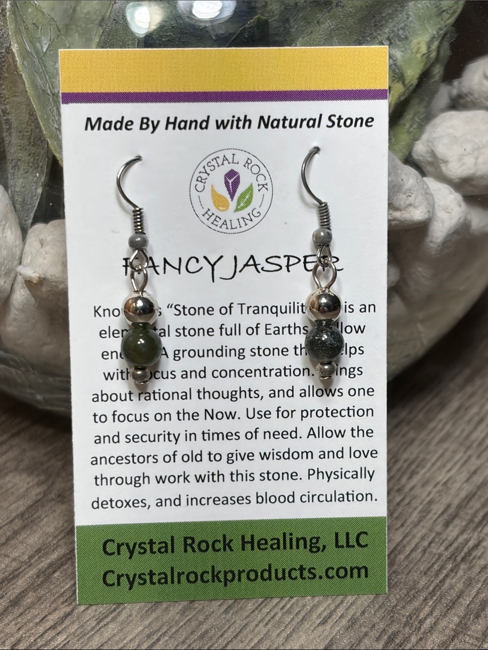 🍍5 for $30🍍 Crystal Rock Healing Fancy Jasper Stone Dangle Earrings